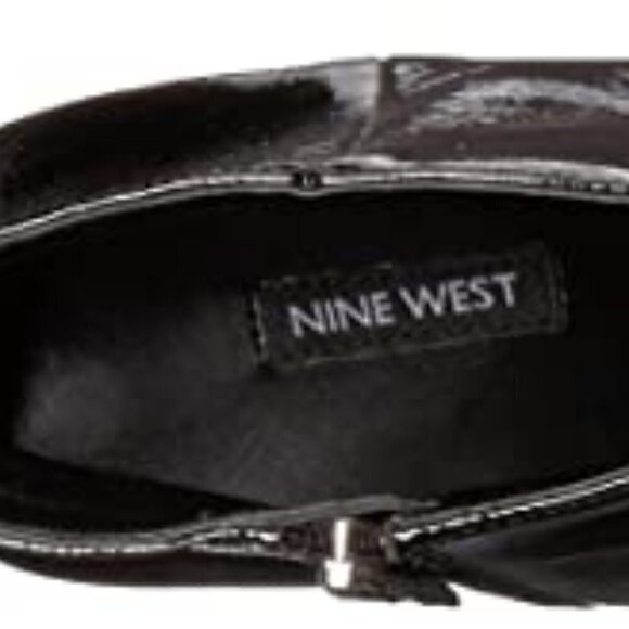 Nine West Black Patent Leather Ankle Boots Kitten Heels Studs Pointed Toe, 5M - Picture 10 of 10